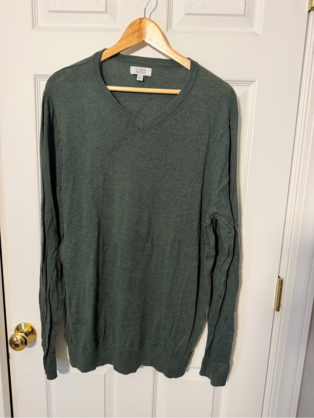 croft & barrow Women’s V-Neck Sweater - Dark Green